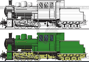 Старый паровоз - векторная графика