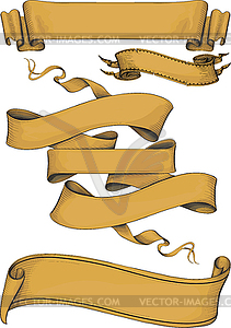 Ribbon banners engravin style - vector image