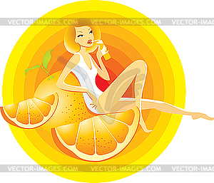 Orange girl - vector clipart