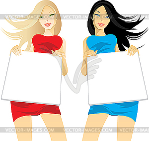 Two young women - stock vector clipart