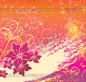 Orange grunge flower background - vector clipart