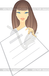 Girl with scheet of paper - vector clip art