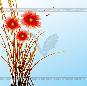 Red flowers - vector clipart