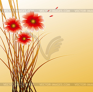 Red flowers - vector image