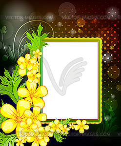 Photo frame on floral background  - vector image