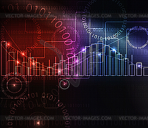 Abstract modern glowing background with graph - vector clipart