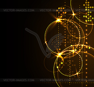 Stylized glowing background with digital symbols - vector clipart