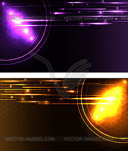 Stylized glowing backgrounds in wide-screen format - vector clipart