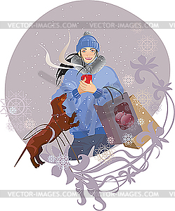 Christmas shopping - vector clipart