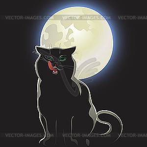 Nocturnal black cat - vector clipart