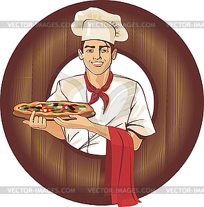 Italian pizza cook - vector clipart / vector image