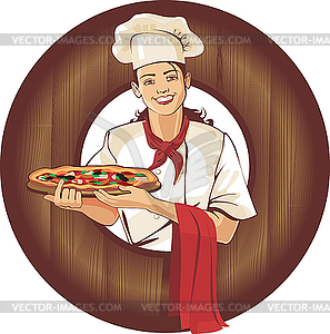 Pizza girl - vector image