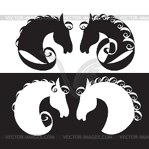 Horse silhouettes - vector clipart