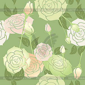 Roses seamless pattern pastel color - stock vector clipart