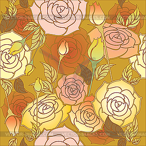 Floral design roses pattern seamless - royalty-free vector clipart