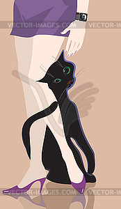 Girl and cat - vector EPS clipart