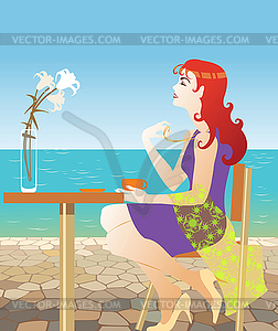 Summer cafe - color vector clipart