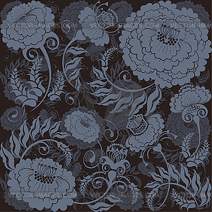 Floral dark grey design - vector clip art