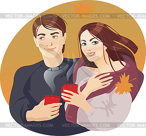 Пары и кофе - рисунок в векторе