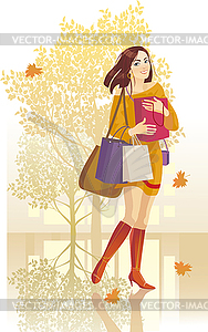 Autumn girl - royalty-free vector clipart