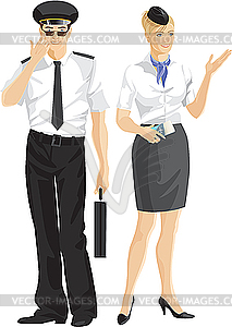 Stewardess and airman - vector clipart