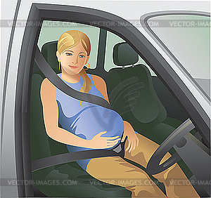 Беременная женщина и ремни безопасности - векторная графика
