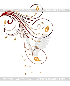 Autumn floral ornament with leaves - vector clipart