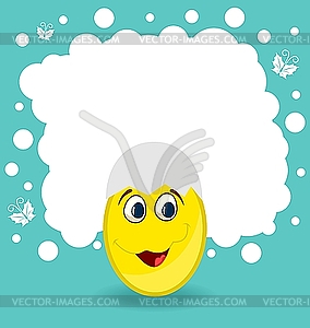 Пасхальная открытка с яйцом характер - векторное изображение клипарта