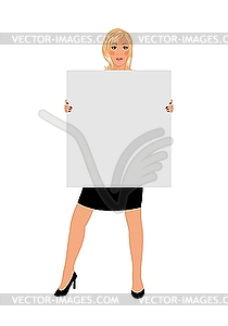 Business girl with board - vector EPS clipart
