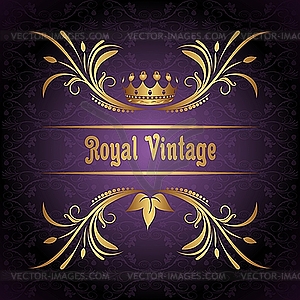 Vintage frame with crown - vector image