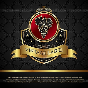 Golden label for packing wine - vector image