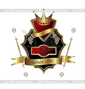 Black golden label for design heraldic or packin - vector clipart