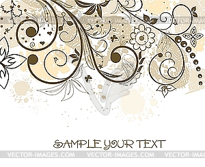 Grunge flower background with butterfly - vector clipart