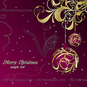 Elegant christmas floral background with balls - vector clipart