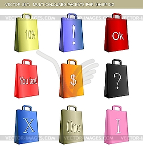Realistic collection of multi-coloured packets - vector clipart