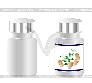 Two realistic bottles with tablets are backgro - vector clipart