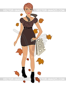 Elegant autumn girl - vector clip art