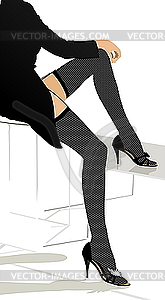 Women maiden legs in stockings - vector clip art