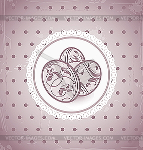 Пасхальная открытка с яйцом в стиле винтаж - клипарт в векторе / векторное изображение