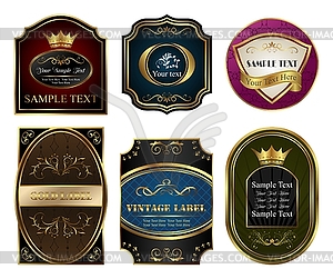 Set colored gold-framed labels - vector clipart