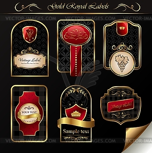 Set black gold-framed labels - vector image