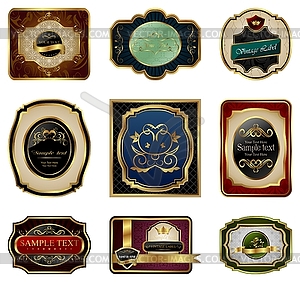 Set of decorative color gold frames labels - vector clipart