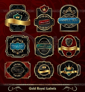 Set black gold-framed labels - vector clip art