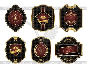 Set black gold-framed labels - royalty-free vector clipart