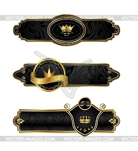 Black-gold decorative frames - vector clipart