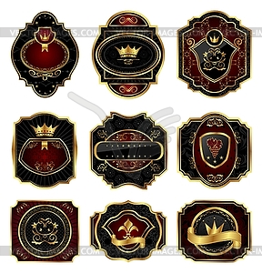 Set golden decorative frames - vector image