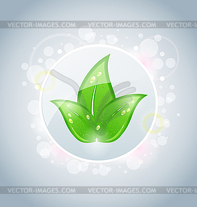 Ecology bubble with green leaves - vector clipart