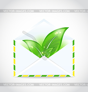 Summer letter with green leaves - vector image