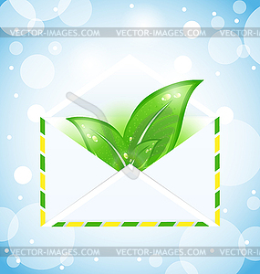 Летом письмо с зелеными листьями - изображение векторного клипарта