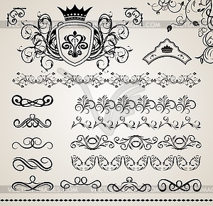 Set floral ornate design elements (5) - vector clip art